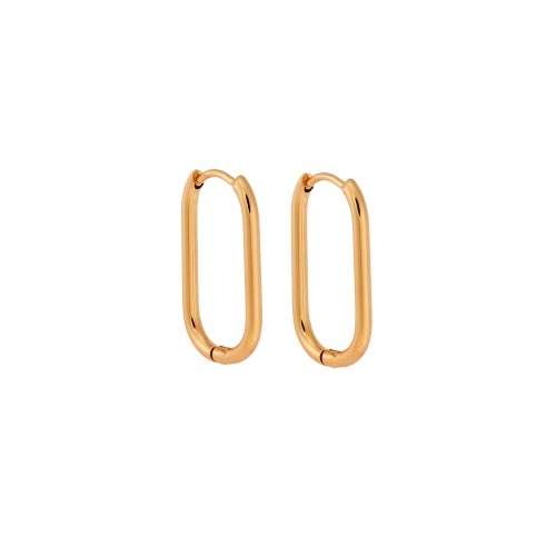 Σκουλαρίκια Γυναικεία SENZA, κρίκοι οβάλ παραλληλόγραμμο από επιχρυσωμένο Ατσάλι - SSD5707GD