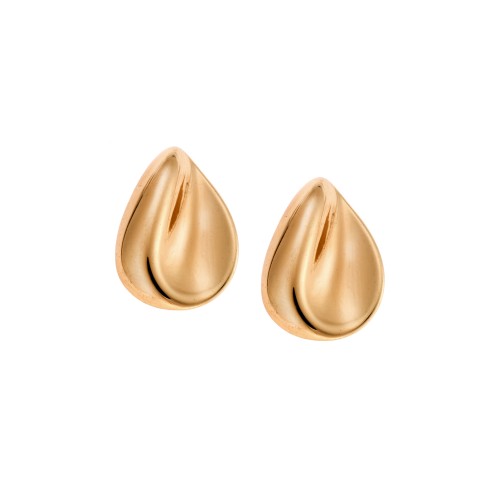 Σκουλαρίκια Γυναικεία SENZA Gold Plated Steel, σταγόνα με κυματιστό σχέδιο - SSD5725GD