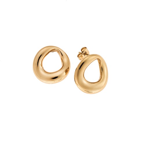 Σκουλαρίκια Γυναικεία SENZA Gold Plated Steel, κυματιστός κύκλος - SSD5727GD