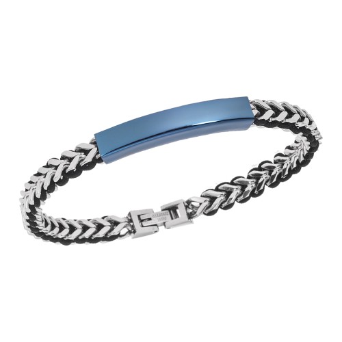 Βραχιόλι Senza Men's Steel, με μπλε ταυτότητα - SSD5835SBL