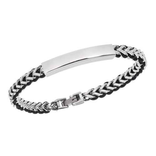 Βραχιόλι Senza Men's Steel, με ασημί ταυτότητα - SSD5835SR