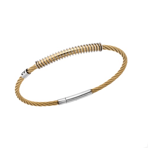 Βραχιόλι Senza Men's Steel, με δίχρωμο σχέδιο συρματόσχοινο - SSD5837SGD