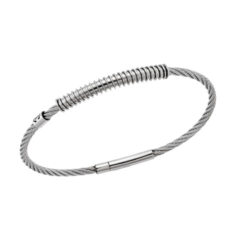 Βραχιόλι Senza Men's Steel, με σχέδιο συρματόσχοινο - SSD5837SR