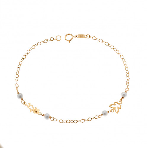 Βραχιόλι SENZA χρυσό 9Κ με πεταλούδα και κοριτσάκι - SSE0032