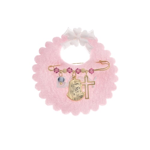 Παραμάνα SENZA κίτρινο επιχρυσωμένο ασήμι 925, με απεικόνιση, σταυρός, ματάκι και πέτρες - SSE0067FU