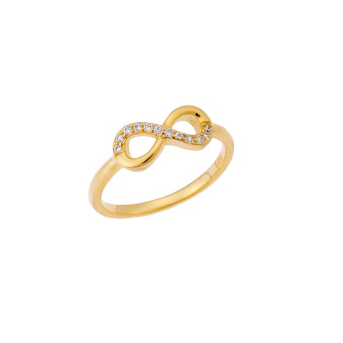 Δαχτυλίδι Senza κίτρινο επιχρυσωμένο ασήμι 925, άπειρο με λευκά ζιργκόν - SSR3258GD