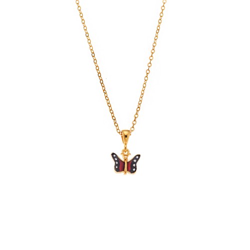 Μενταγιόν Senza από επιχρυσωμένο ασήμι 925, με κόκκινη πεταλούδα - SSR3657GRD