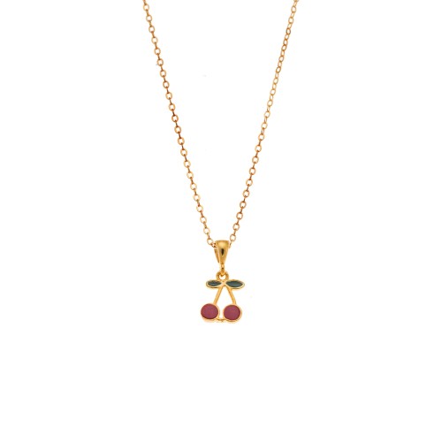Μενταγιόν Senza από επιχρυσωμένο ασήμι 925, με κερασάκια - SSR3661GD