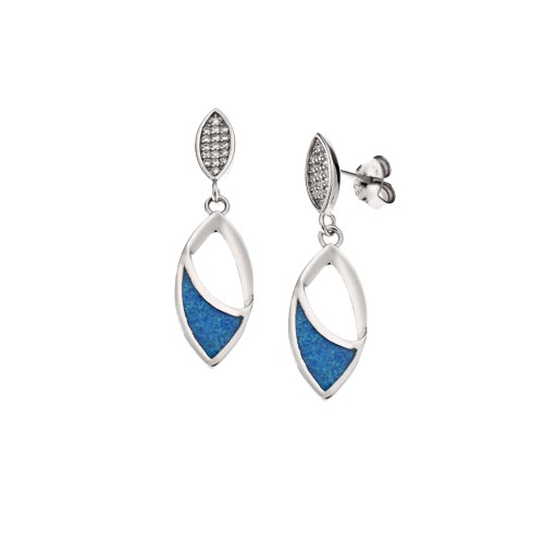 Σκουλαρίκια Senza από ασήμι 925, με Opal και ζιργκόν - SSR4037SOP