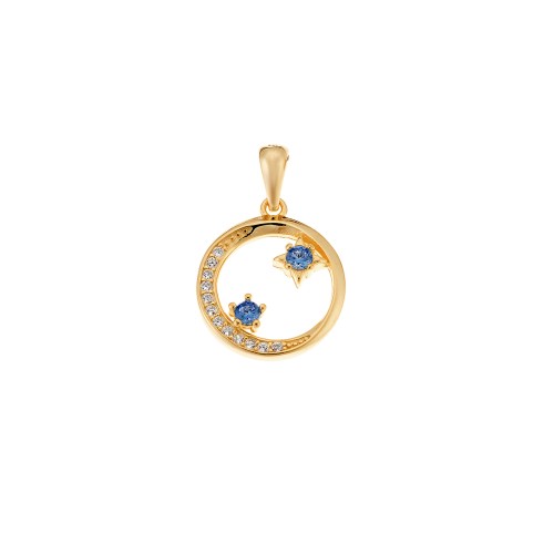 Μοτίφ Senza από επιχρυσωμένο ασήμι 925, Κύκλος με γαλάζια Ζιργκόν - SSR4290GD
