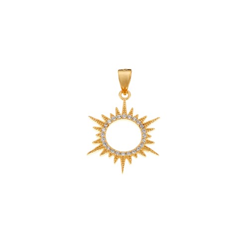 Μοτίφ Senza από επιχρυσωμένο ασήμι 925, Κύκλος με Ακτίνες - SSR4291GD