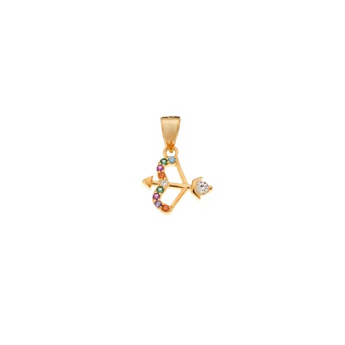 Μοτίφ Senza από επιχρυσωμένο ασήμι 925, Τόξο με Πολύχρωμα Ζιργκόν - SSR4293GD