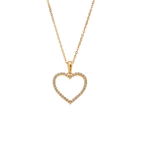 Μενταγιόν Senza από επιχρυσωμένο ασήμι 925, Περίγραμμα Καρδιάς - SSR4305GD