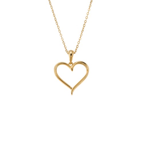 Μενταγιόν Senza από επιχρυσωμένο ασήμι 925, Περίγραμμα Καρδιάς - SSR4306GD
