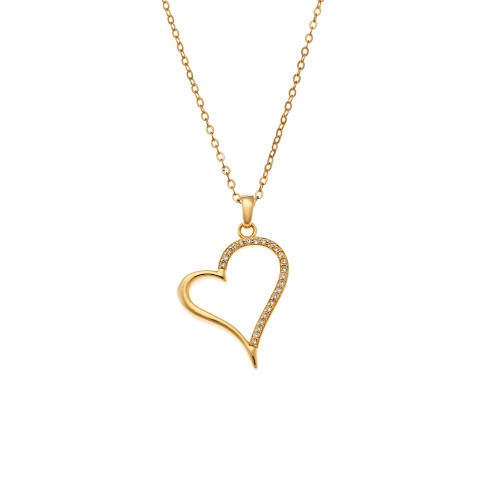 Μενταγιόν Senza από επιχρυσωμένο ασήμι 925, Περίγραμμα Καρδιάς - SSR4307GD