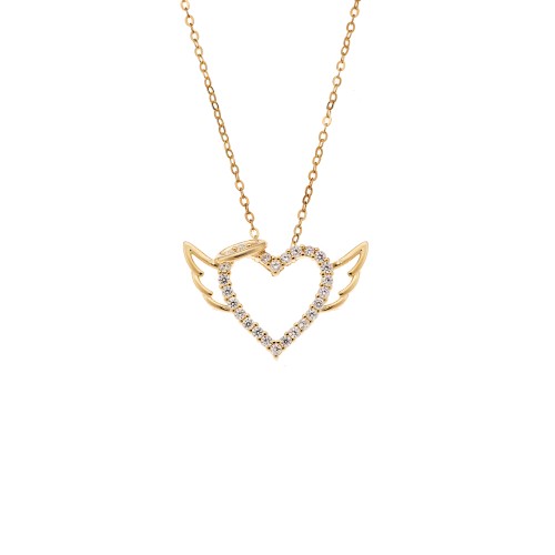 Μενταγιόν Senza από επιχρυσωμένο ασήμι 925, Καρδιά με Φτερά - SSR4314GD
