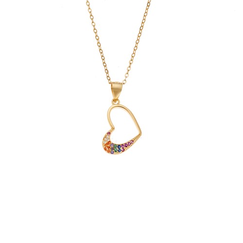 Μενταγιόν Senza από επιχρυσωμένο ασήμι 925, Περίγραμμα Καρδιάς με Πολύχρωμα Ζιργκόν - SSR4319GD