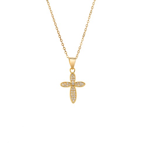 Μενταγιόν Senza από επιχρυσωμένο ασήμι 925, Σταυρός με Ζιργκόν - SSR4331GD