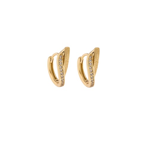 Σκουλαρίκια SENZA Κρίκοι Επίχρυσο Ασήμι 925 Με Ζιργκόν Πέτρες - SSR4340