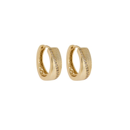 Σκουλαρίκια SENZA Κρίκοι Επίχρυσο Ασήμι 925 Με Ζιργκόν Πέτρες - SSR4343