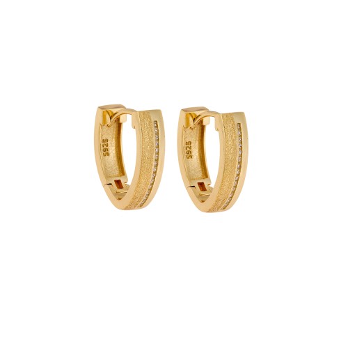 Σκουλαρίκια SENZA Κρίκοι Επίχρυσο Ασήμι 925 Με Ζιργκόν Πέτρες - SSR4359