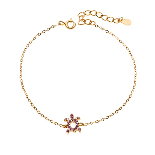 Βραχιόλι SENZA Χελώνα Gold Plated Ασήμι 925 Double Face Fouchsia - SSR4450GFU