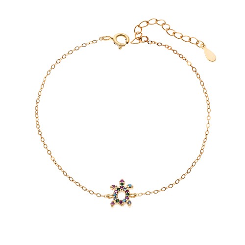 Βραχιόλι SENZA Χελώνα Gold Plated Ασήμι 925 Double Face Rainbow - SSR4450GMU