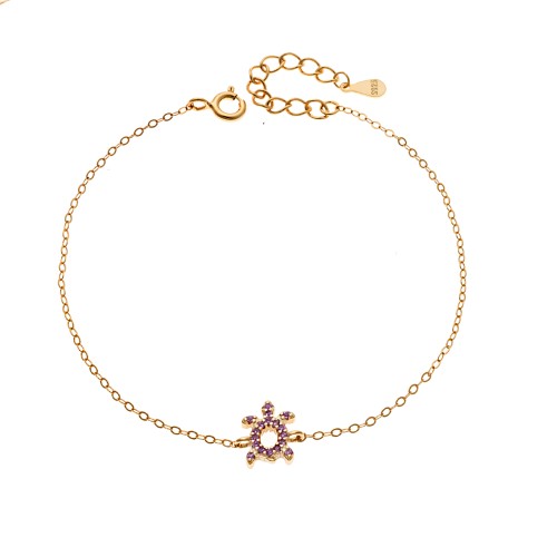 Βραχιόλι SENZA Χελώνα Gold Plated Ασήμι 925 Double Face Pink - SSR4450GPK