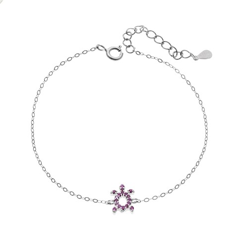 Βραχιόλι SENZA Χελώνα Rhodium Plated Ασήμι 925 Double Face Fouchsia - SSR4450SFU