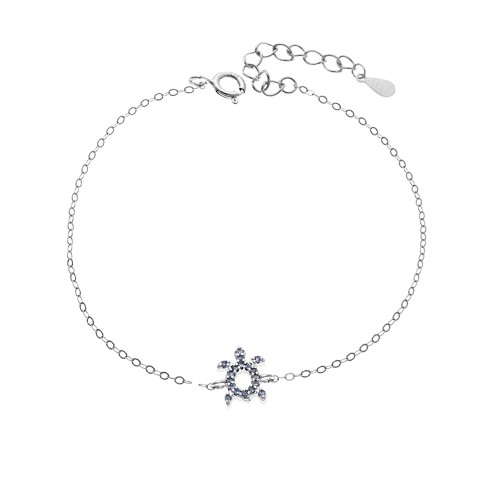 Βραχιόλι SENZA Χελώνα Rhodium Plated Ασήμι 925 Double Face Light Blue - SSR4450SLB