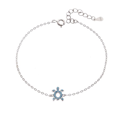 Βραχιόλι SENZA Χελώνα Rhodium Plated Ασήμι 925 Double Face Turquoise - SSR4450STQ