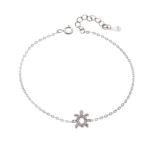 Βραχιόλι SENZA Χελώνα Rhodium Plated Ασήμι 925 Double Face Turquoise - SSR4450STQ