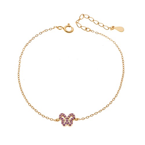 Βραχιόλι SENZA Πεταλούδα Gold Plated Ασήμι 925 Double Face Fouchsia - SSR4451GFU