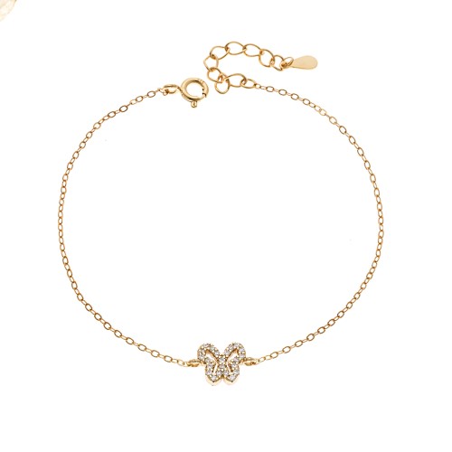 Βραχιόλι SENZA Πεταλούδα Gold Plated Ασήμι 925 Double Face Fouchsia - SSR4451GFU