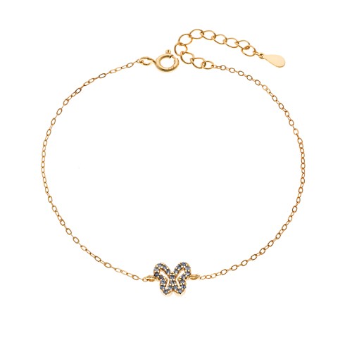 Βραχιόλι SENZA Πεταλούδα Gold Plated Ασήμι 925 Double Face Light Blue - SSR4451GLB