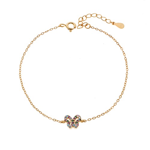 Βραχιόλι SENZA Πεταλούδα Gold Plated Ασήμι 925 Double Face Rainbow - SSR4451GMU