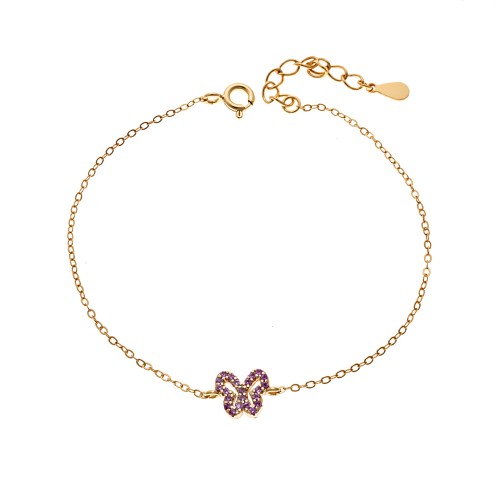 Βραχιόλι SENZA Πεταλούδα Gold Plated Ασήμι 925 Double Face Pink - SSR4451GPK