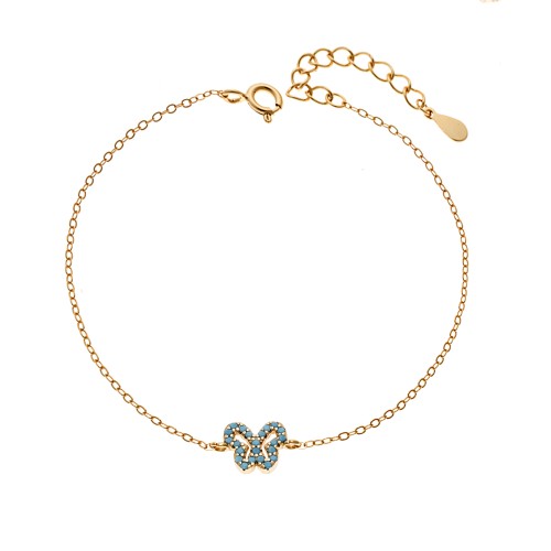 Βραχιόλι SENZA Πεταλούδα Gold Plated Ασήμι 925 Double Face Turquoise - SSR4451GTQ