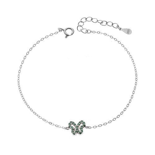Βραχιόλι SENZA Πεταλούδα Rhodium Plated Ασήμι 925 Double Face Green - SSR4451SGN