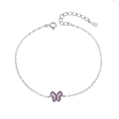 Βραχιόλι SENZA Πεταλούδα Rhodium Plated Ασήμι 925 Double Face Pink - SSR4451SPK