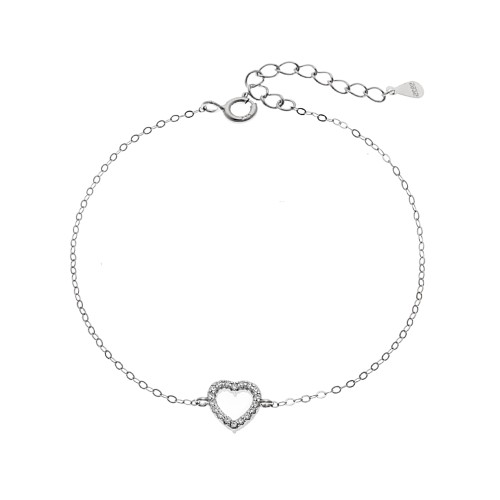 Βραχιόλι SENZA Καρδιά Rhodium Plated Ασήμι 925 Double Face Fouchsia - SSR4453SFU