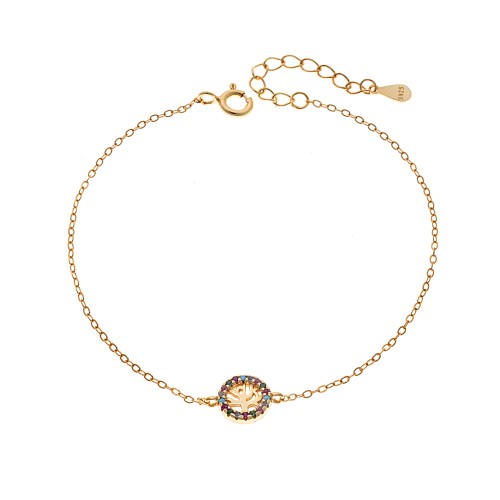 Βραχιόλι SENZA Δέντρο της Ζωής Gold Plated Ασήμι 925 Double Face Rainbow - SSR4454GMU