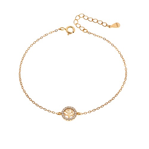 Βραχιόλι SENZA Δέντρο της Ζωής Gold Plated Ασήμι 925 Double Face Rainbow - SSR4454GMU