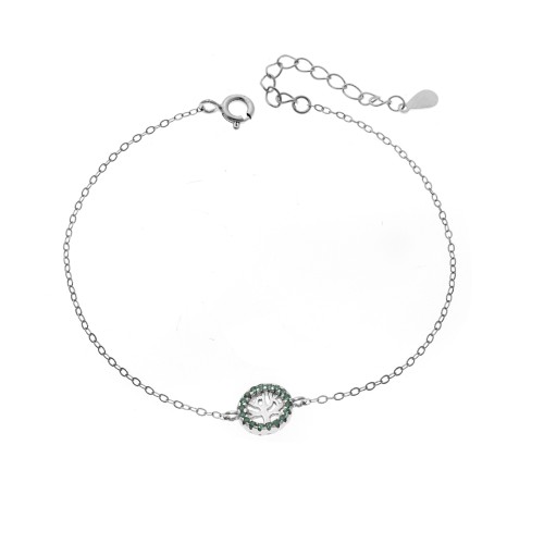 Βραχιόλι SENZA Δέντρο της Ζωής Rhodium Plated Ασήμι 925 Double Face Green - SSR4454SGN