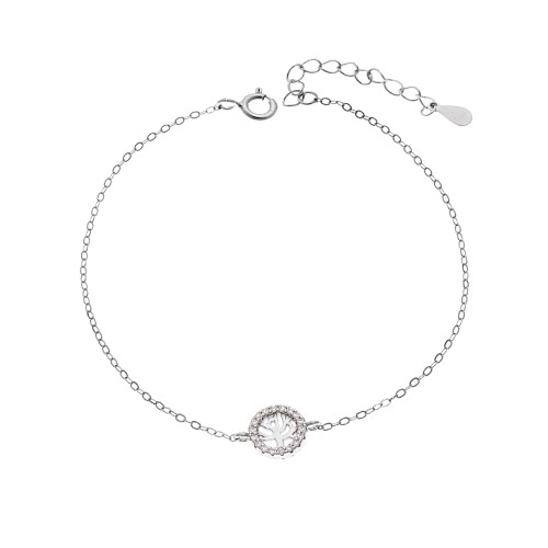 Βραχιόλι SENZA Δέντρο της Ζωής Rhodium Plated Ασήμι 925 Double Face Green - SSR4454SGN