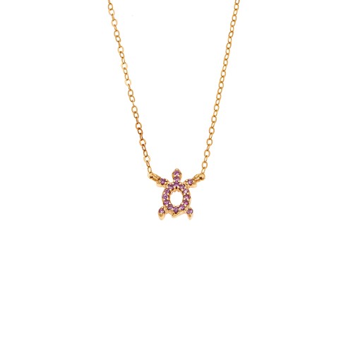 Κολιέ SENZA Χελώνα Gold Plated Ασήμι 925 Double Face Pink - SSR4456GPK