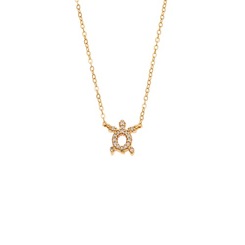 Κολιέ SENZA Χελώνα Gold Plated Ασήμι 925 Double Face Pink - SSR4456GPK