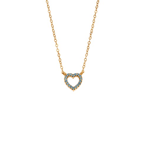 Κολιέ SENZA Καρδιά Gold Plated Ασήμι 925 Double Face Turquoise - SSR4458GTQ