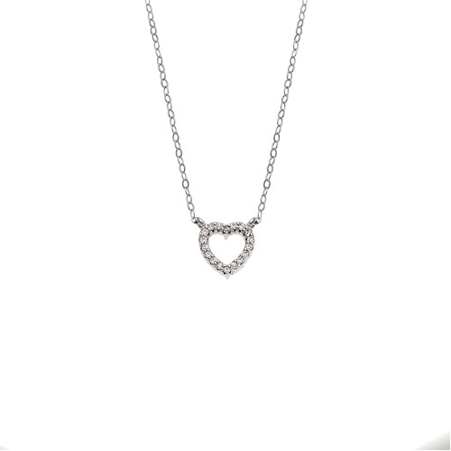 Κολιέ SENZA Καρδιά Rhodium Plated Ασήμι 925 Double Face Light Blue - SSR4458SLB