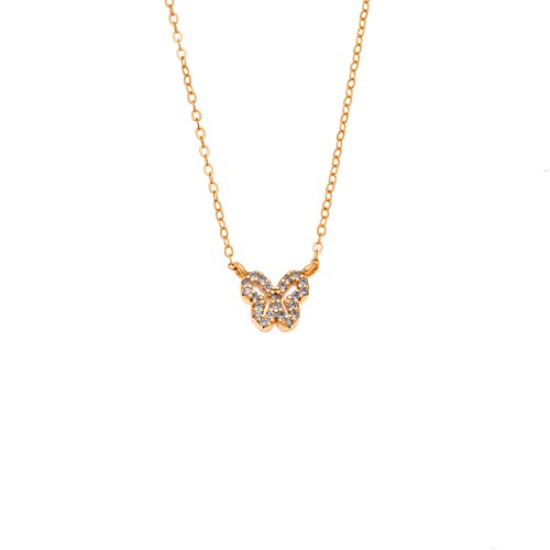 Κολιέ SENZA Πεταλούδα Gold Plated Ασήμι 925 Double Face Light Blue - SSR4459GLB